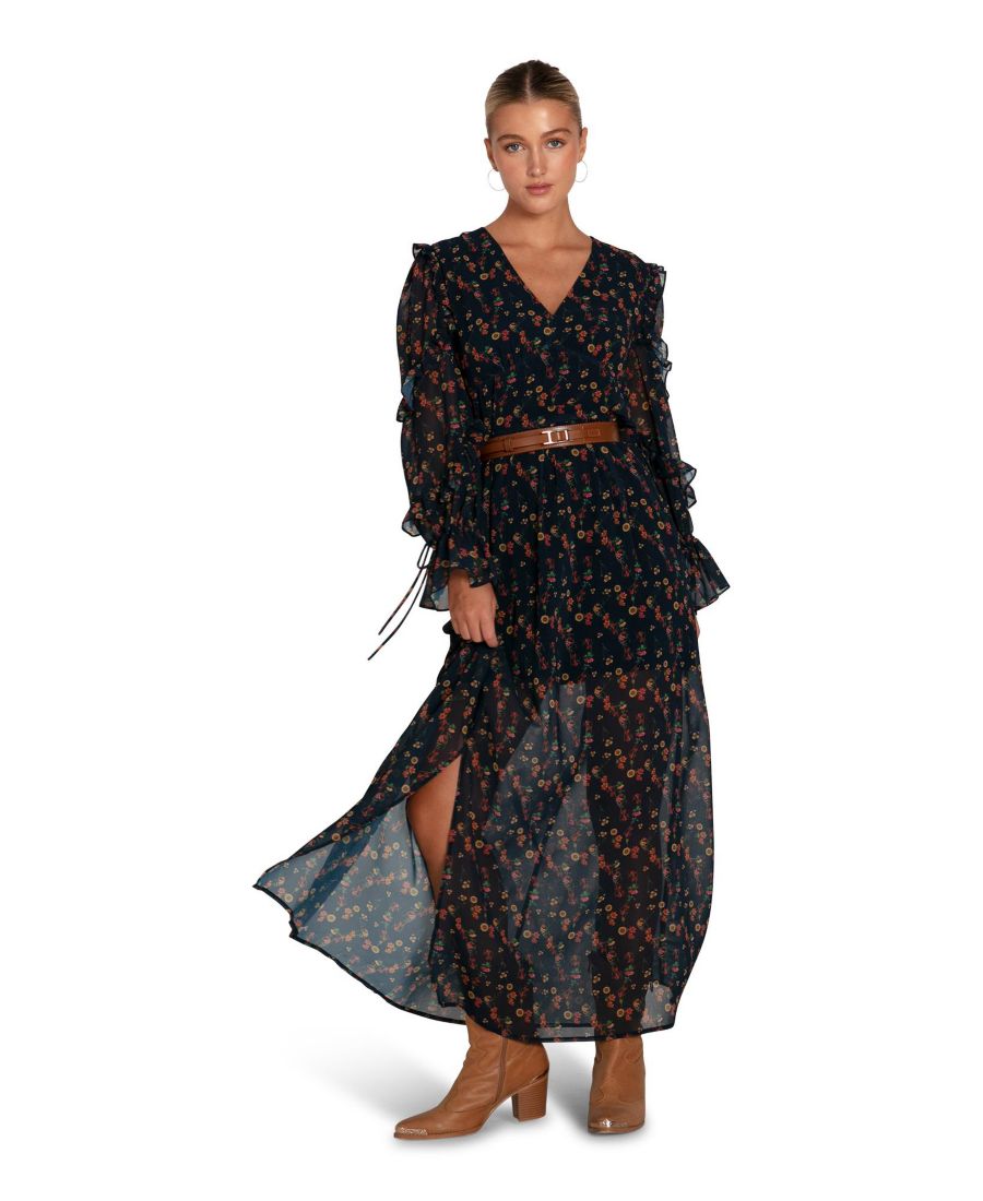 

Женское длинное платье с цветочным принтом "Come As You Are" Belle & Bloom, Navy