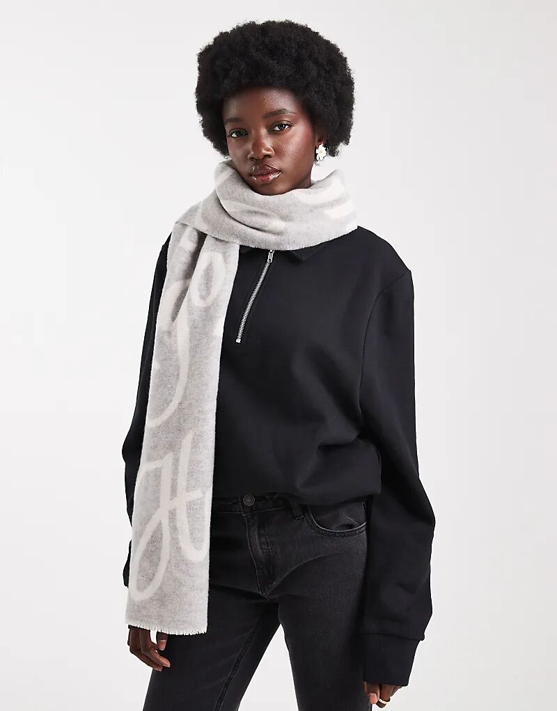 

Шарф с логотипом HUGO Red серого цвета