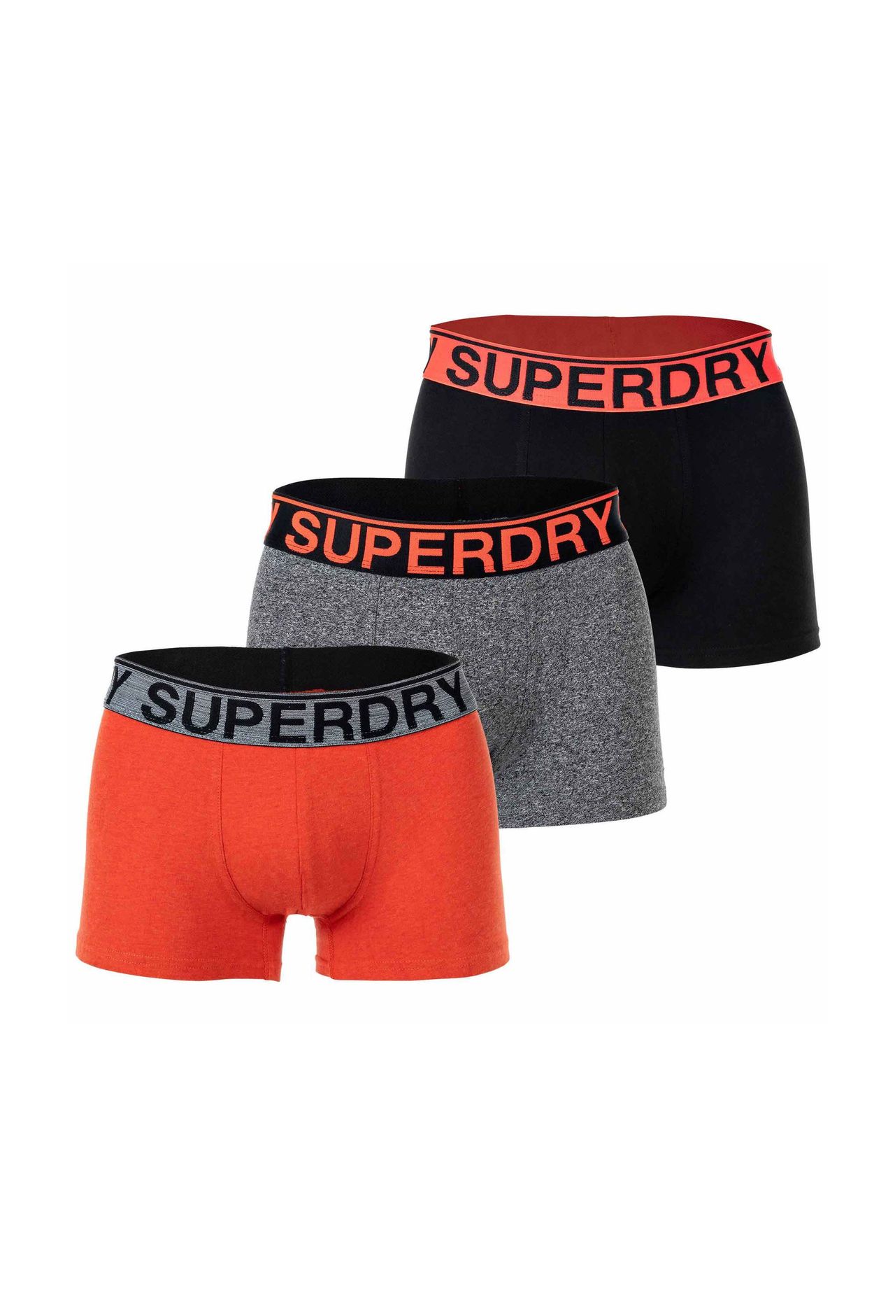 

Мужские шорты-боксеры, 3 шт - TRUNK TRIPLE PACK, пояс с логотипом, натуральный хлопок Superdry., цвет Schwarz/grau/orange