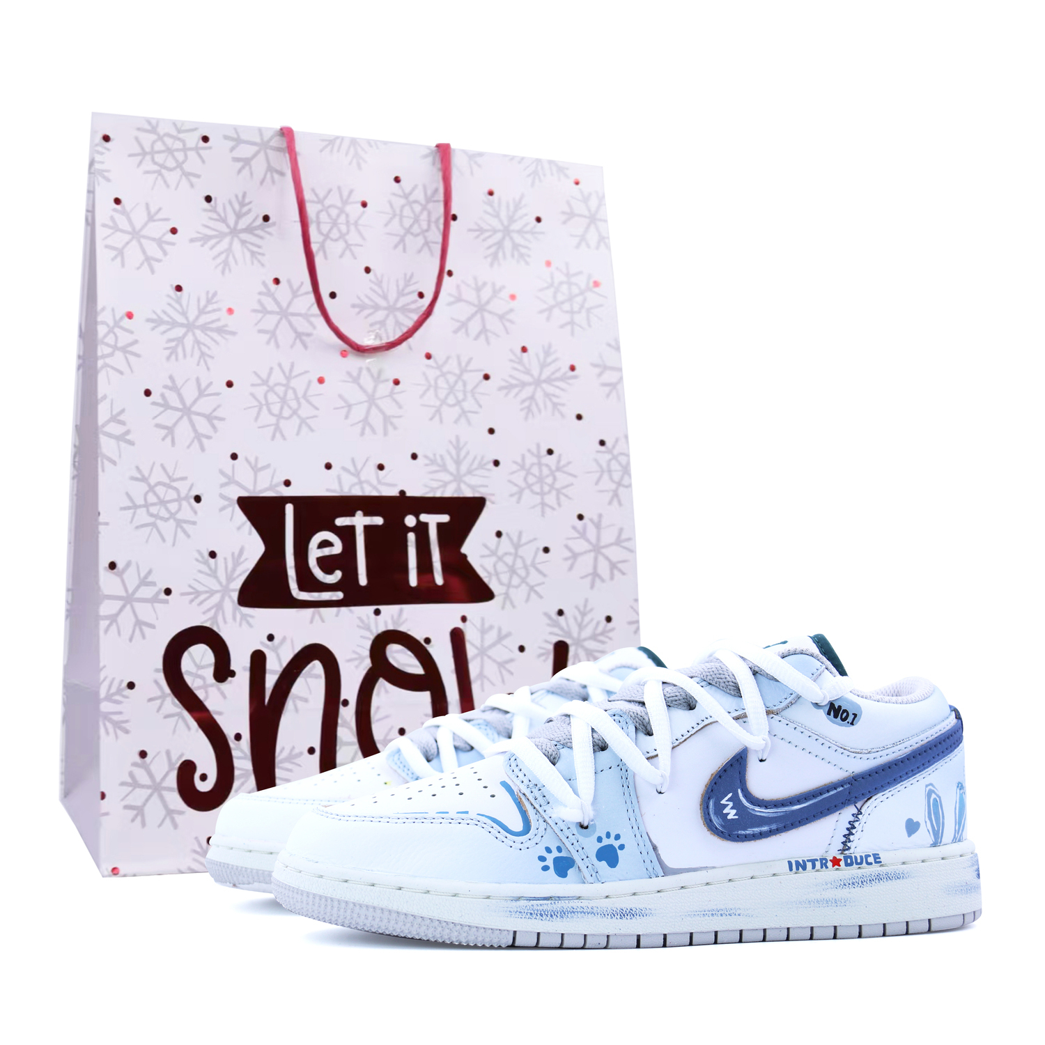 

Jordan Сумка для покупок Air 1, синяя, из кожи Bunny Hunt, нескользящая и износостойкая, низкие кеды