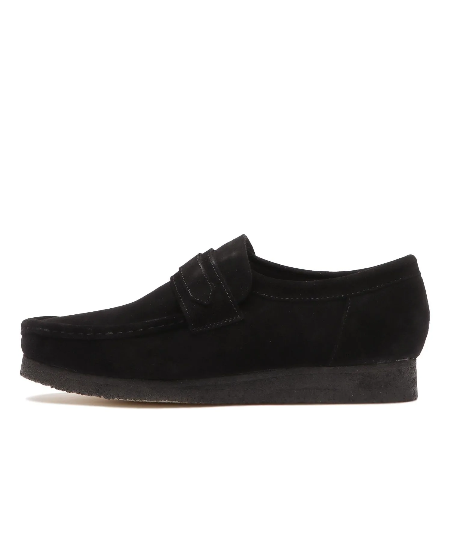 Мужские лоферы из премиального замши Wallabee Loafer 26172503 Clarks чёрные