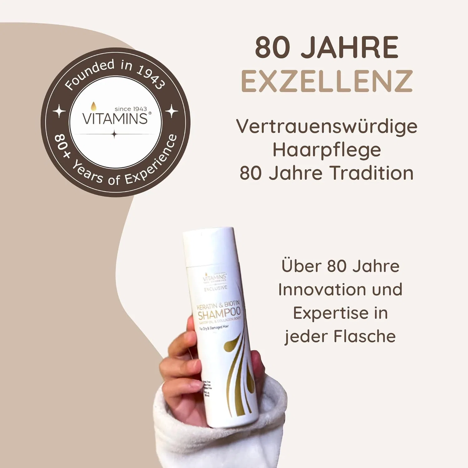 Кератиновый шампунь для поврежденных волос Vitamins Keratin Shampoo Vitamins Hair Cosmetics — фото 3