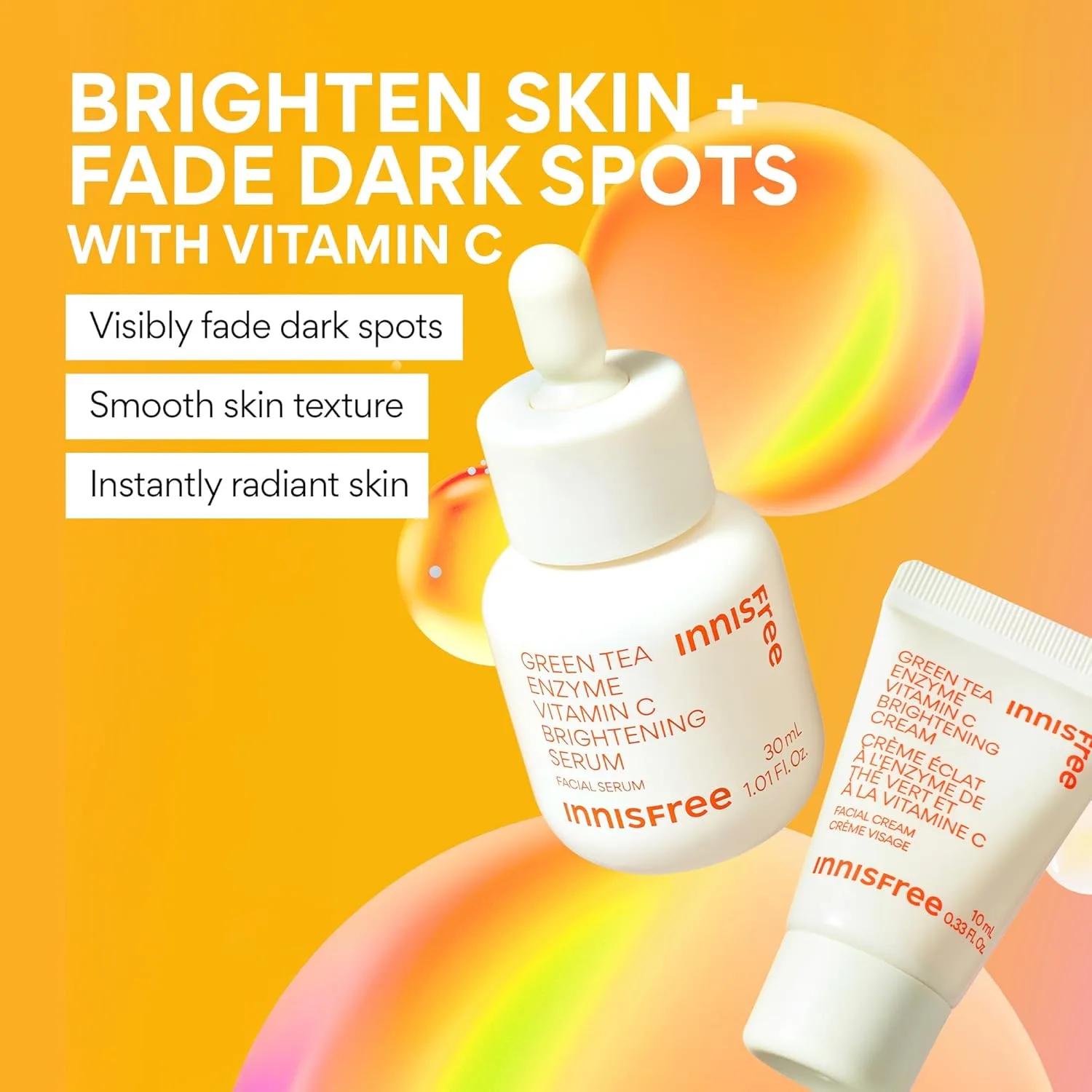 Сыворотка для лица Innisfree с зеленым чаем, энзимами и витамином С для осветления и коррекции темных пятен, корейская сыворотка для сияния кожи лица. — фото 3