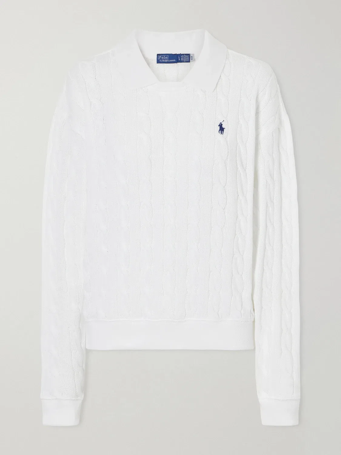 Хлопковый свитер крупной вязки POLO RALPH LAUREN, белый
