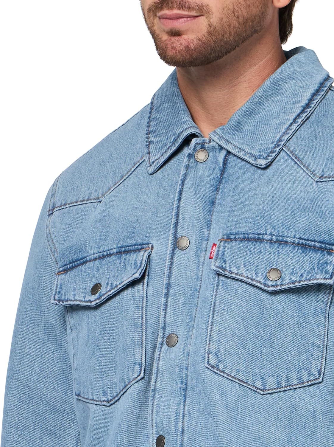Мужская хлопковая куртка-рубашка в стиле вестерн Levi's, Light Wash Denim — фото 3