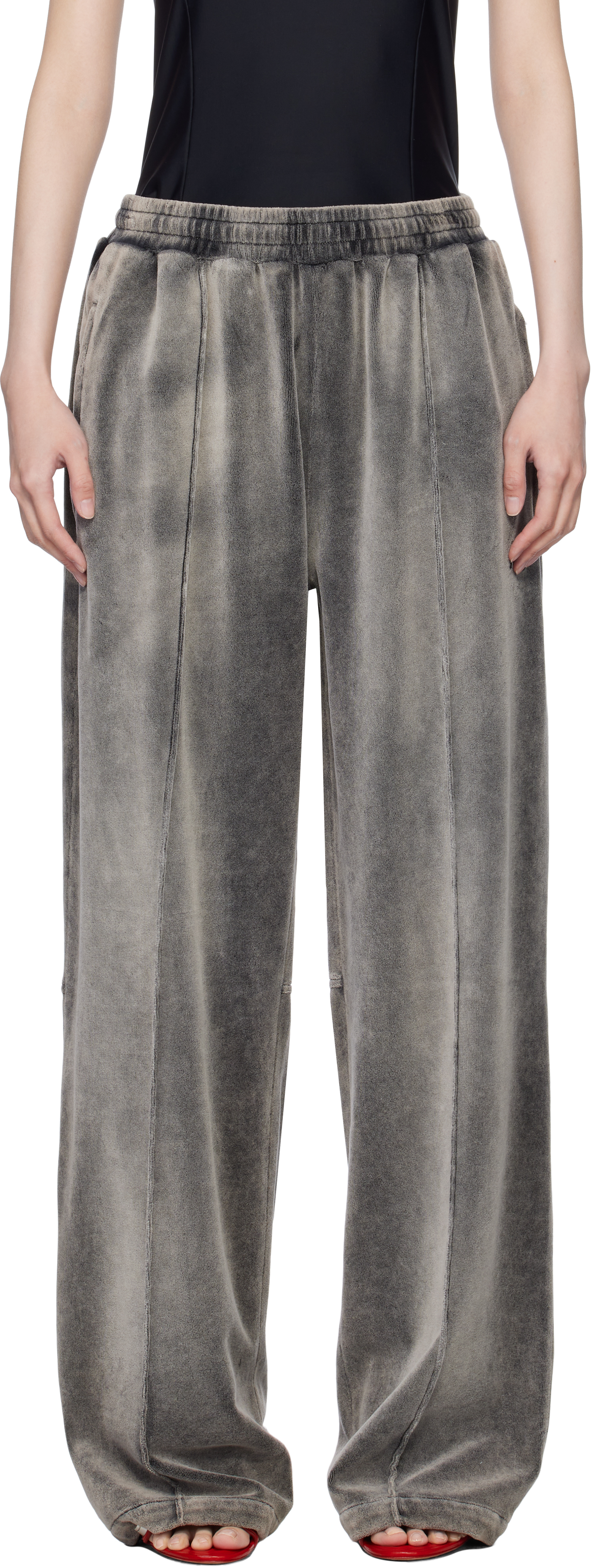 

Брюки для отдыха из серого мятого велюра alexanderwang.t