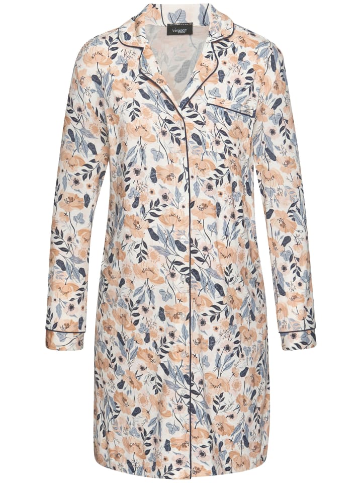 

Ночная рубашка для беременных с белым, оранжевым и синим цветочным узором VIVANCE DREAMS