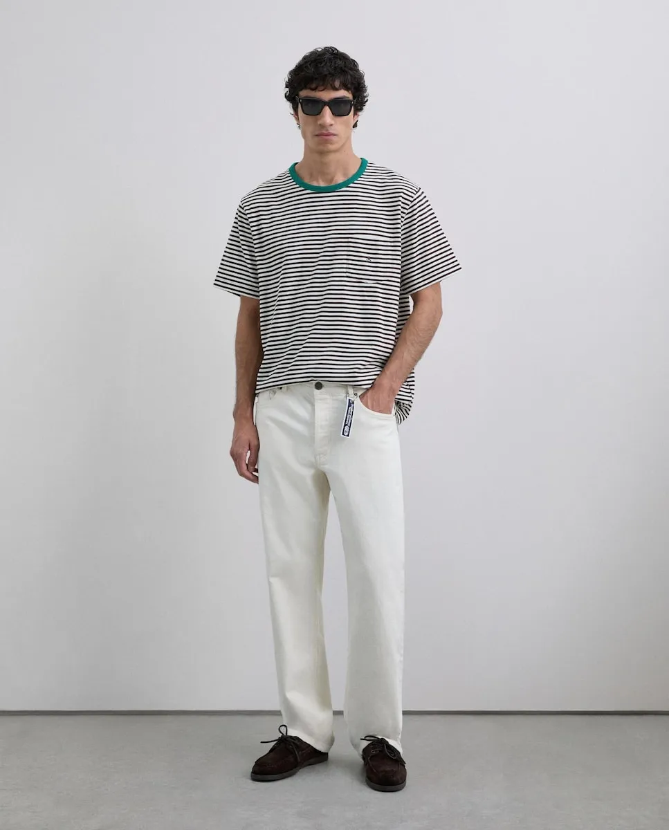 

Мужская футболка с короткими рукавами в полоску с вышитым черепом Scalpers, белый/черный