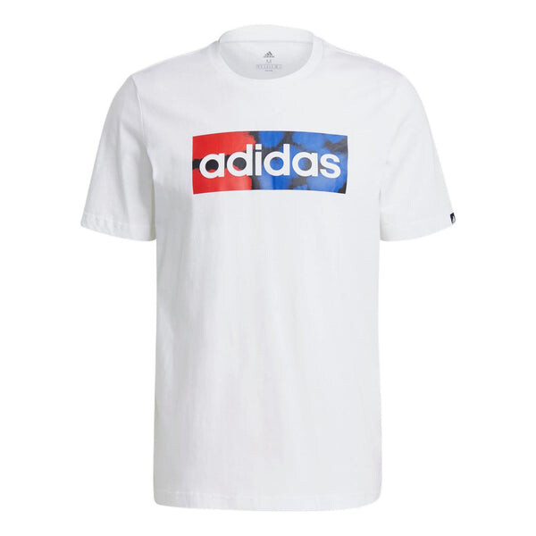 

Футболка Men's adidas Alphabet Logo Printing Round Neck Pullover Short Sleeve White T-Shirt, мультиколор