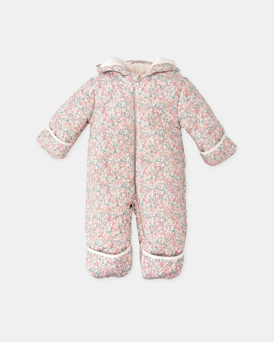 

Детский стеганый комбинезон с капюшоном с цветочными лепестками Tutto Piccolo, розовый