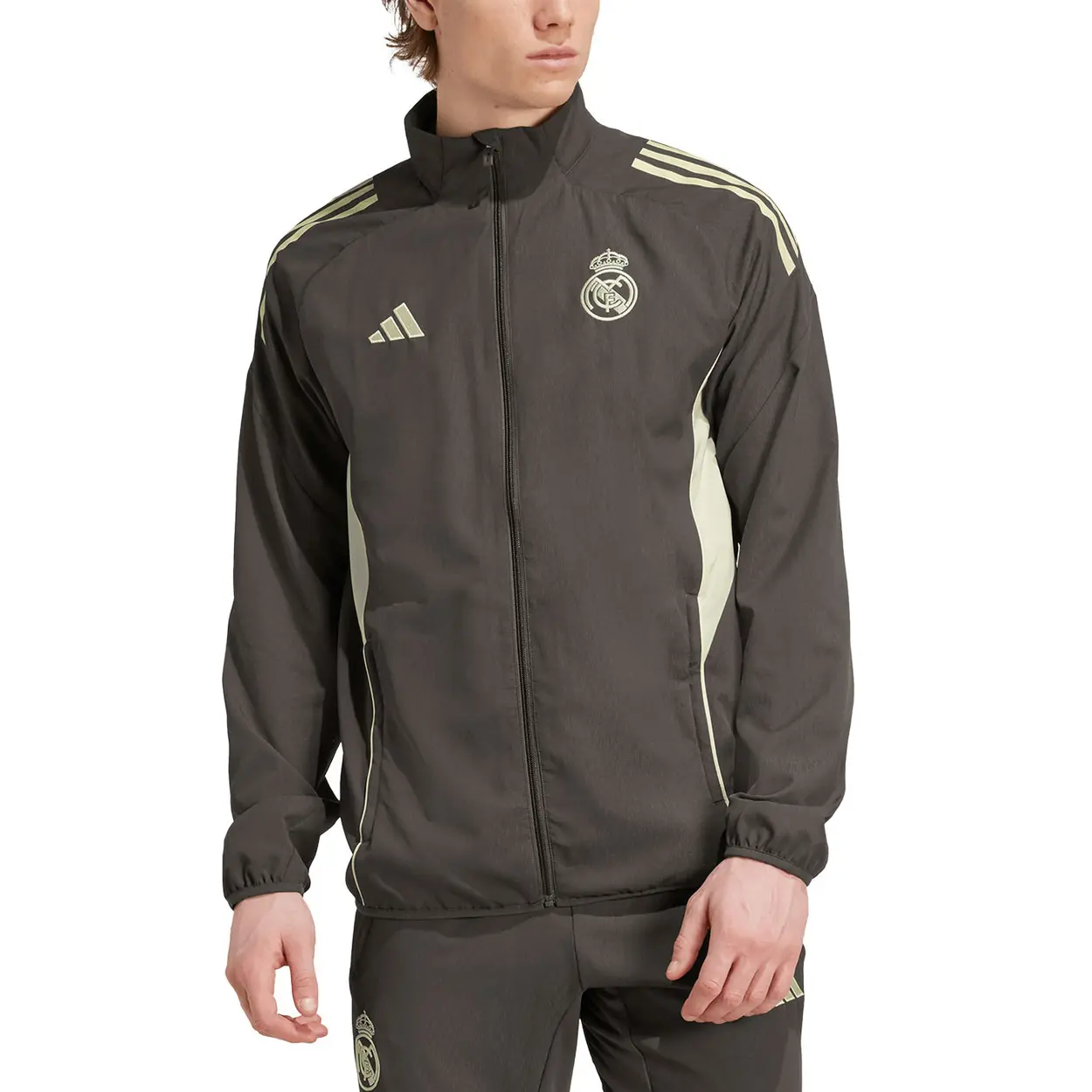 Мужская предматчевая куртка "Реал Мадрид" сезона 2025/2026 Adidas, серый/зеленый — фото 3