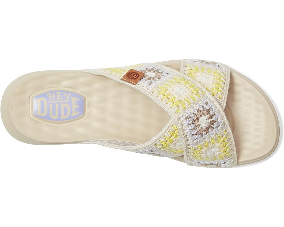 Сандалии Hey Dude Christi Slide Cottage Crochet, цвет Egret/Lavender/Multi — фото 2