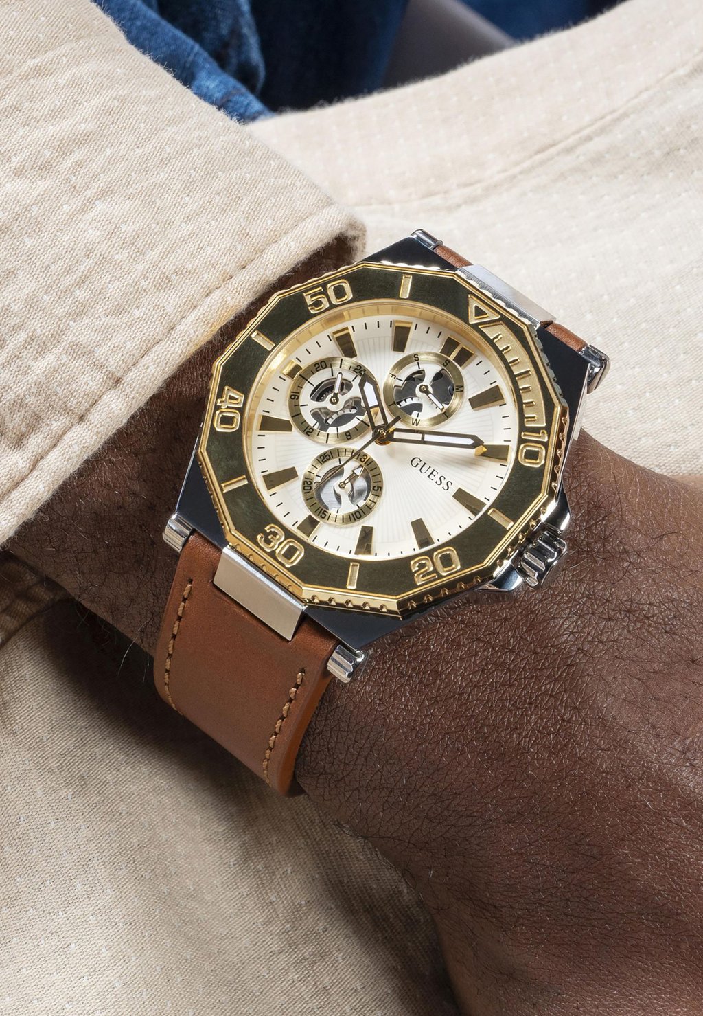 

Часы с хронографом PRIME Guess, коричневый