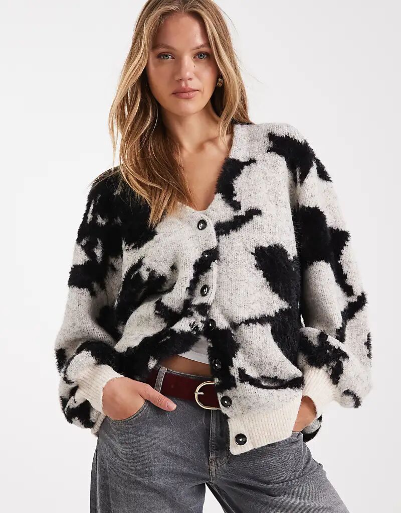 

Кардиган бойфренда ASOS DESIGN с цветочным принтом, черный