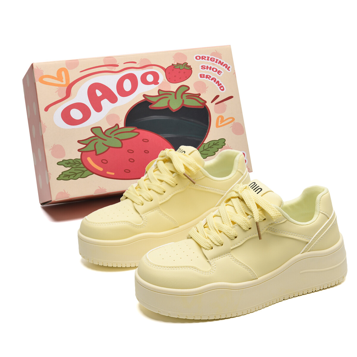 

Кеды, скейтборд обувь женская низкая Oaoq, цвет Neon Green