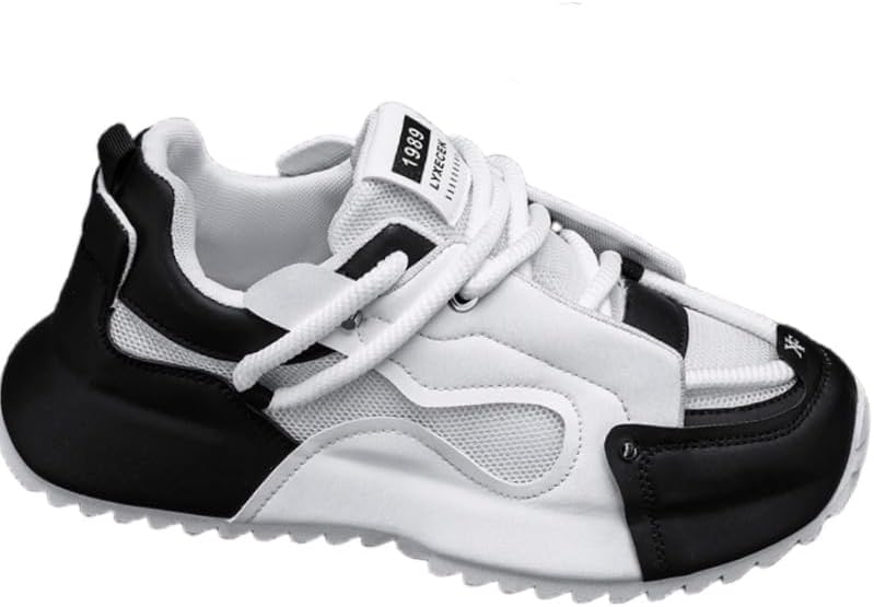 

Мужские модные кроссовки FmShi большого размера с массивной подошвой на шнуровке, дышащие для бега, баскетбола и занятий в спортзале, белый/черный