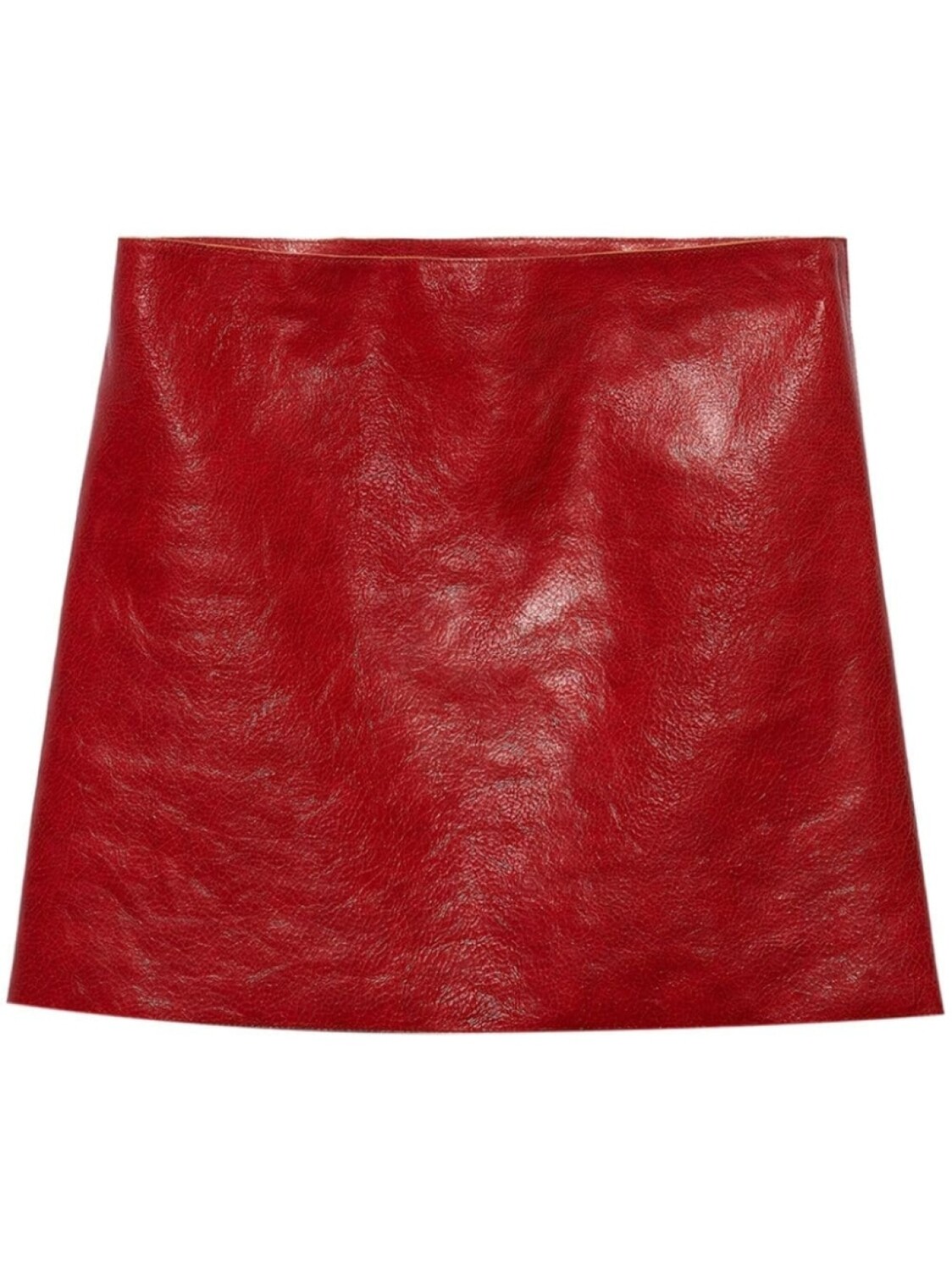 

Мини-юбка из кожи с эффектом потрескавшейся кожи Prada, красный