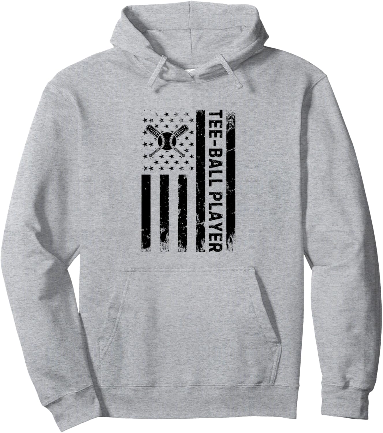 

Худи с изображением американского флага для игрока в ти-бол Tee-Ball Game, серый