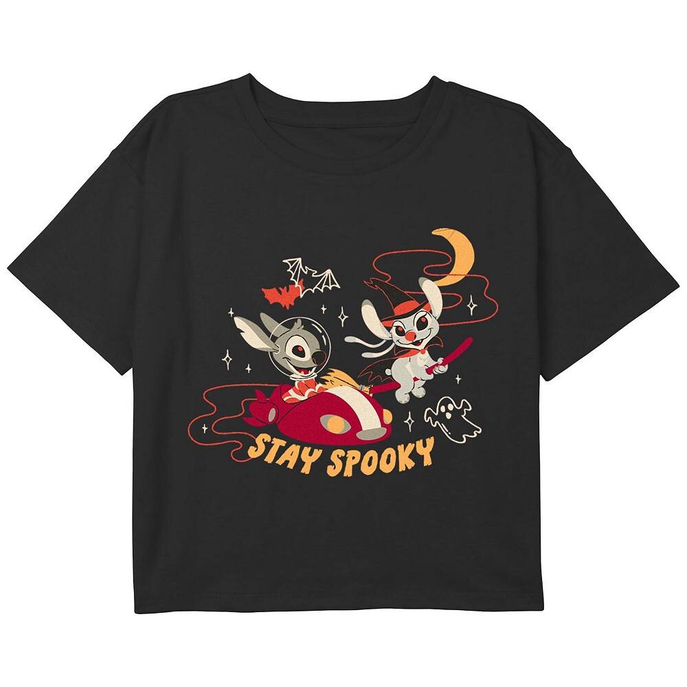 

Укороченная футболка с рисунком Disney's Lilo & Stitch Stay Spooky для девочек 7–16 лет Licensed Character, черный