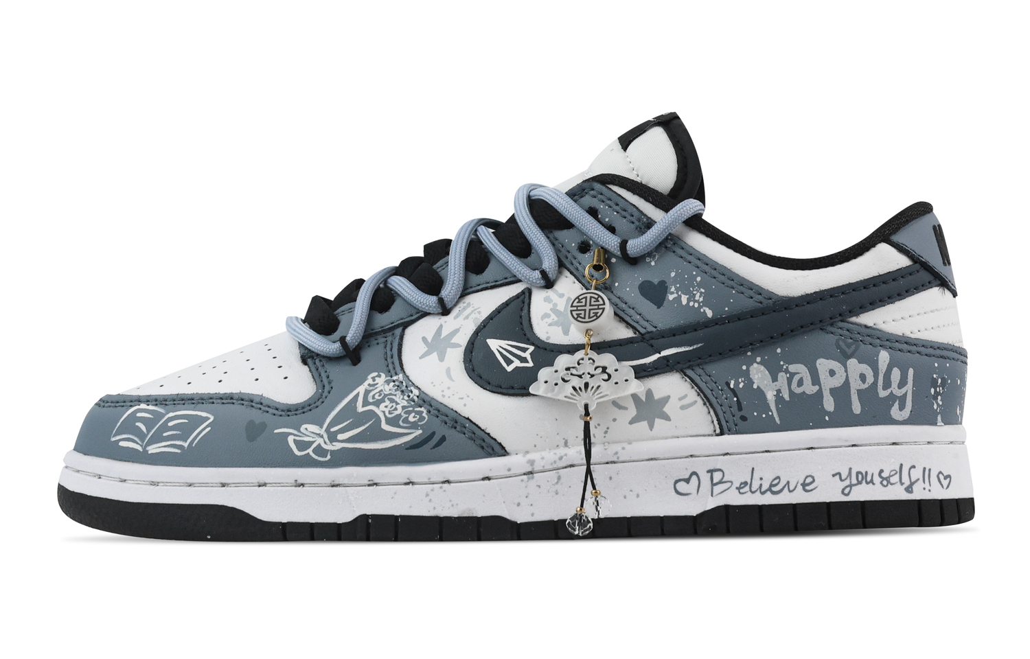 

Nike Данк буклиш ароматик таймс устойчивые к истиранию нескользящие лоу-топ скейтборд кроссовки унисекс синие, цвет Blue