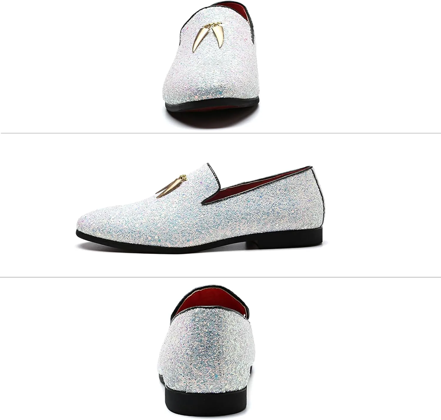 

Мужские остроносые металлические лоферы KCTRFSJ без шнурков, праздничные повседневные блестящие стильные туфли на свадьбу, выпускной или деловые мероприятия, черный