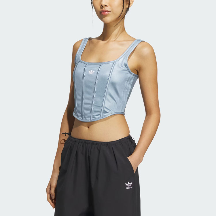 Adidas Originals Женский Корсетный Топ Синий, Текстурированный Синий — фото 3