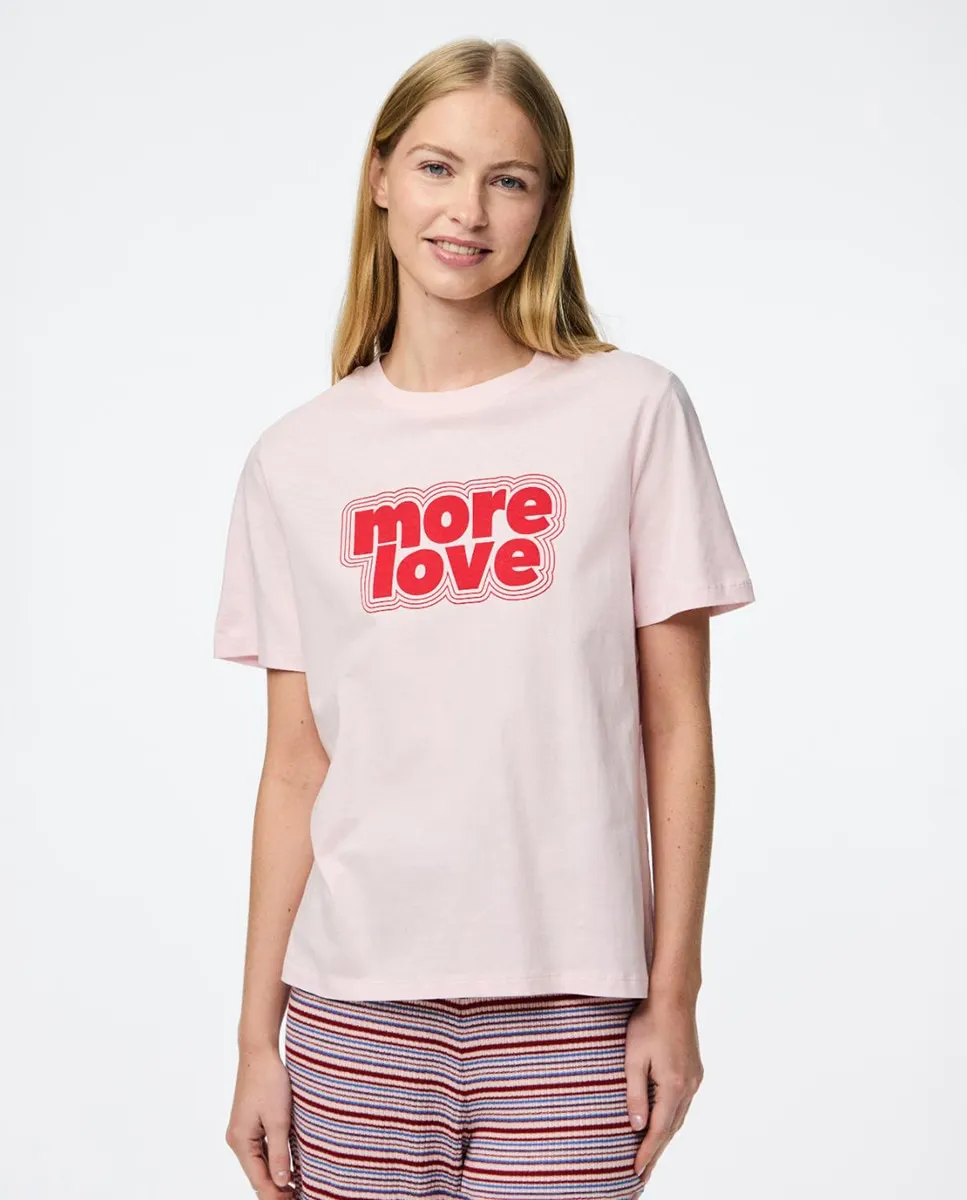 

Женская футболка с коротким рукавом и принтом спереди Pieces, светло-розовый