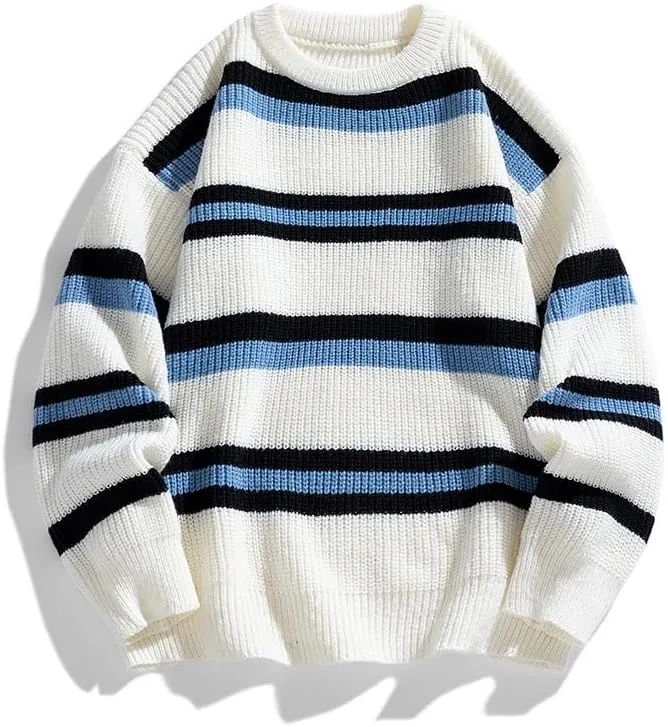 

Мужской полосатый пуловер с контрастной вязкой YJHXRHDSYJ