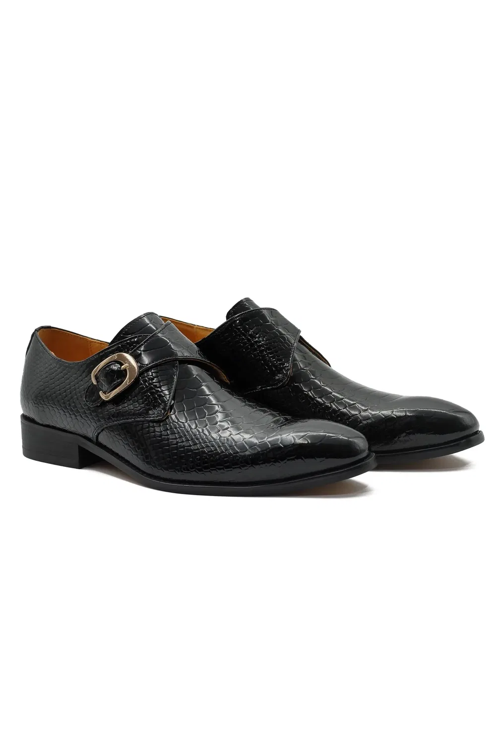 Monk Shoes из кожи с крокодиловым принтом Xposed, черный — фото 2