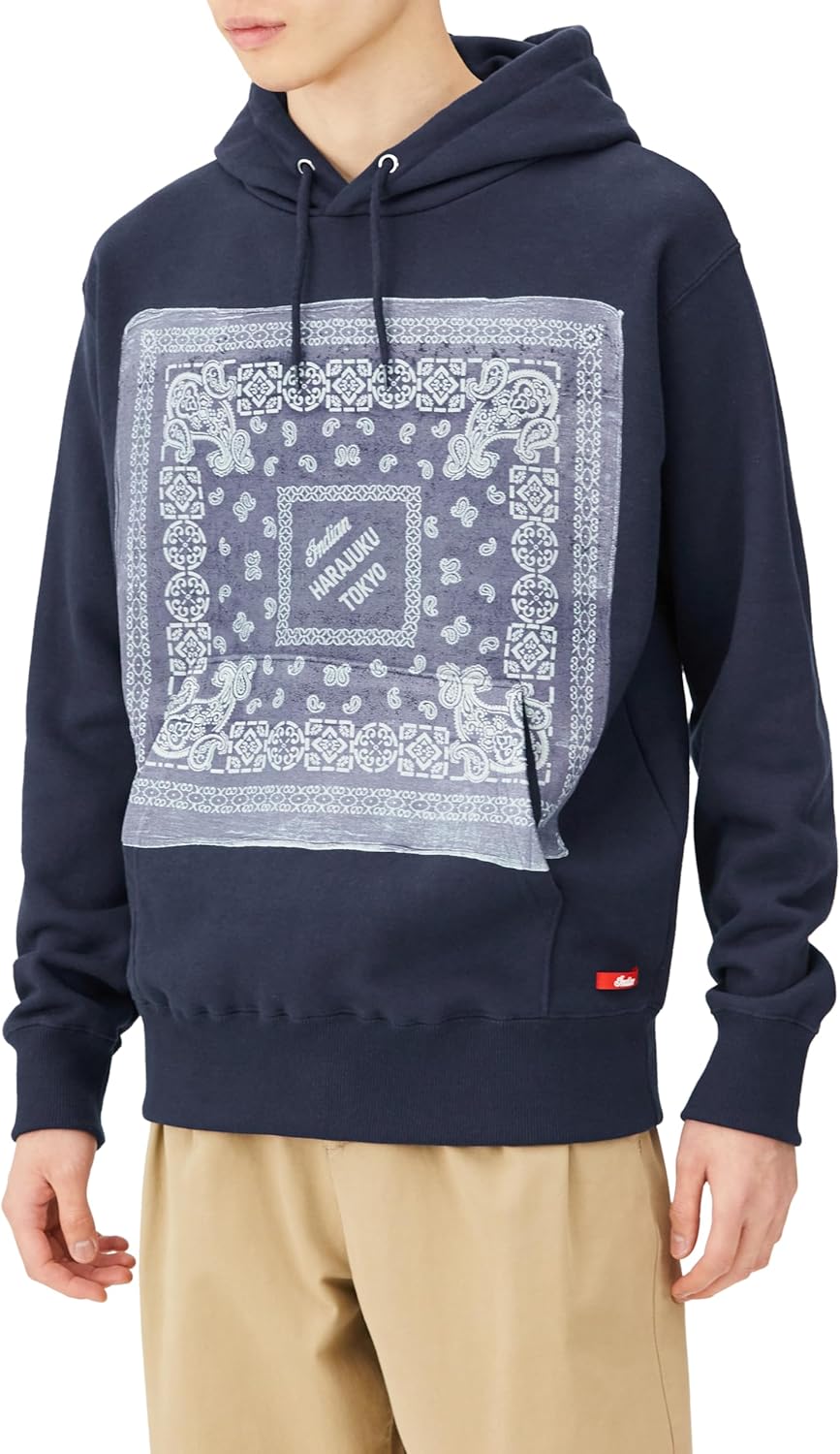 

Толстовка с капюшоном, винтажный принт банданы Indian, темно-синий