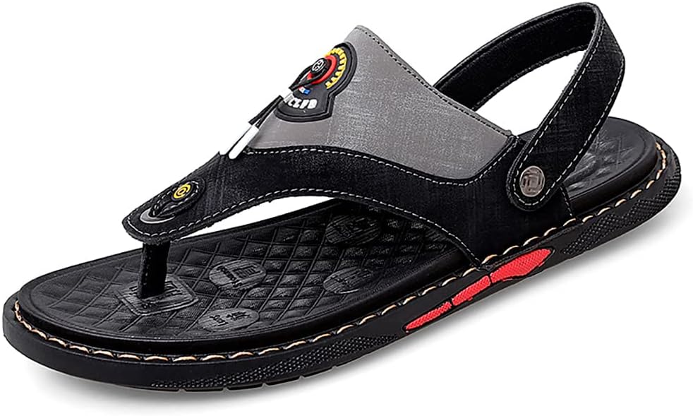 

Мужские пляжные сандалии Ручной работы Рыбацкие регулируемые повседневные прогулочные туфли Tsuukuie, черный/серый