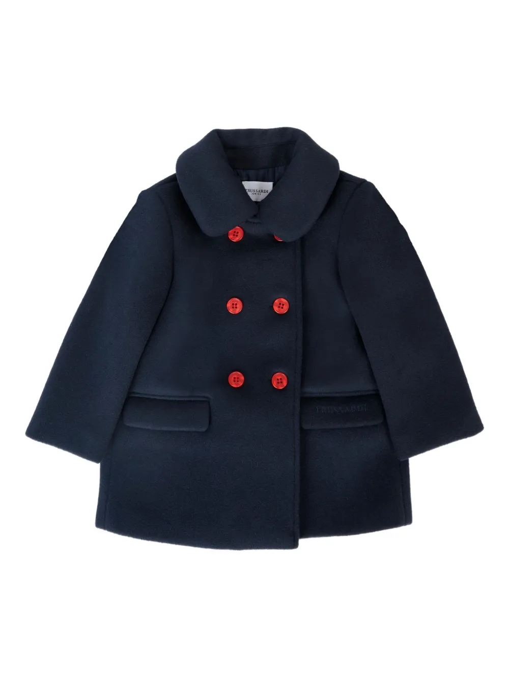 

Двубортное пальто с красными пуговицами TRUSSARDI JUNIOR, синий