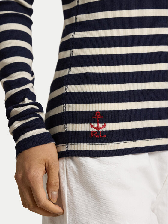 Свитер с высоким воротником приталенного кроя Polo Ralph Lauren, синий — фото 4
