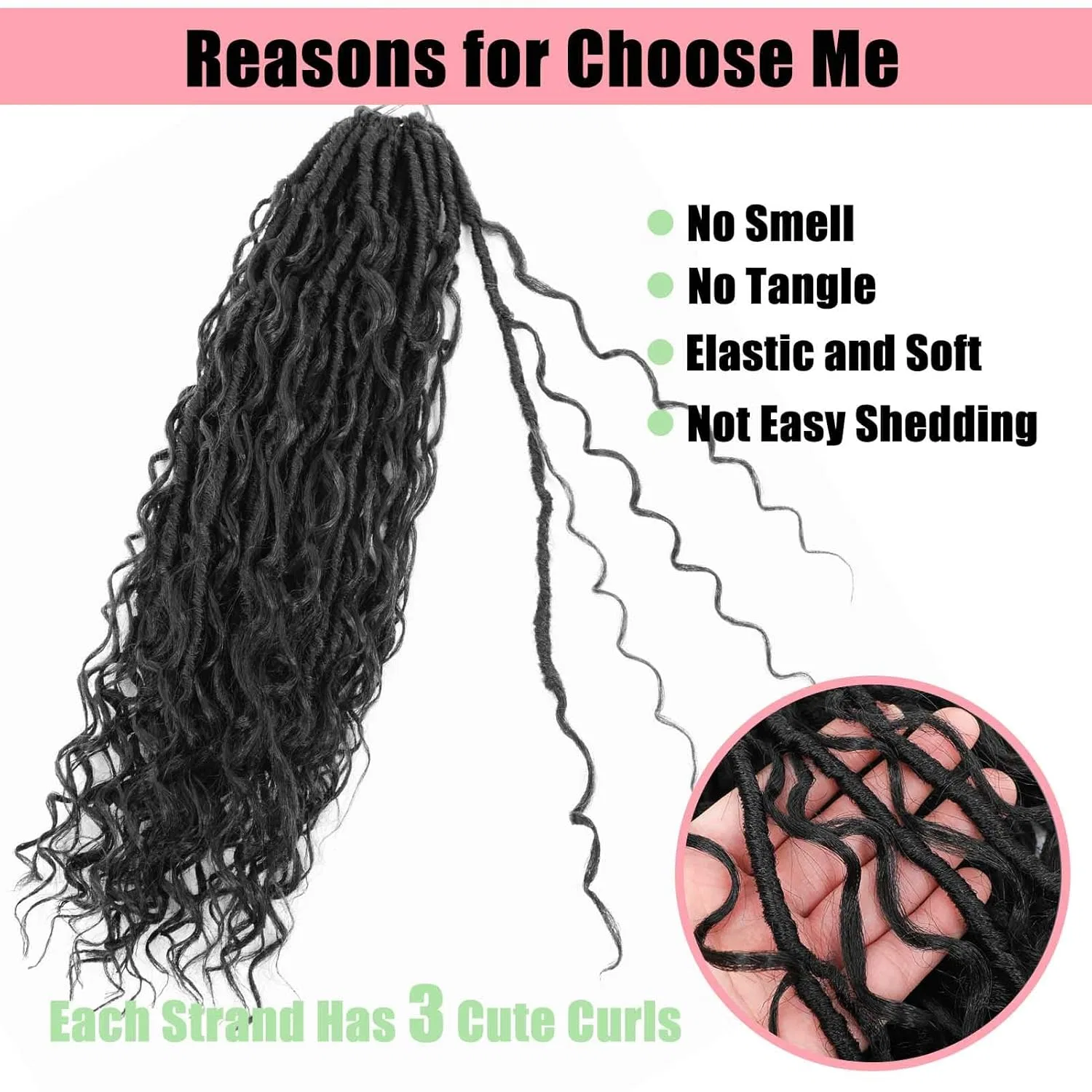 Искусственные дреды «Goddess Locs» для плетения от Goddess Locs Renjoing, 1B — фото 4