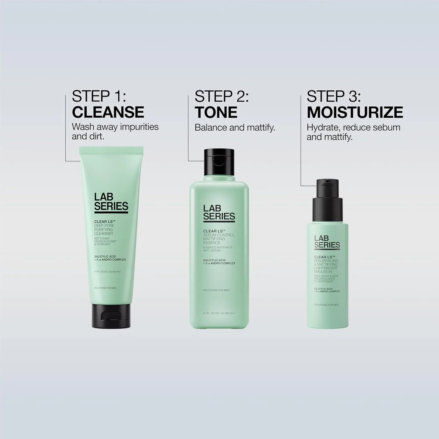 Lab Series Men's Clear LS Deep Pore Purifying Face Wash с салициловой кислотой - очищающее средство для проблемной кожи, уход для мужчин, дерматологически протестировано 1 шт. — фото 3