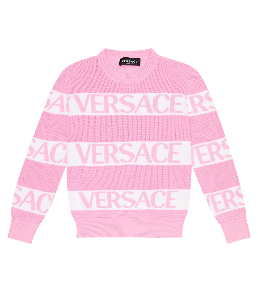 

Свитер из жаккардового хлопка с логотипом Versace, белый