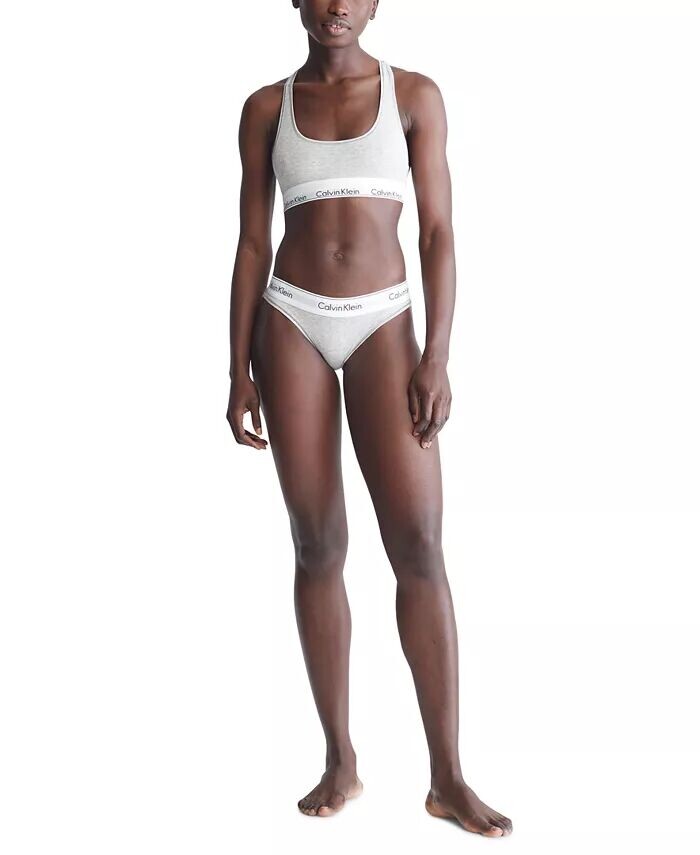 Женский современный хлопковый бюстгальтер без косточек F3785 Calvin Klein, серый — фото 2