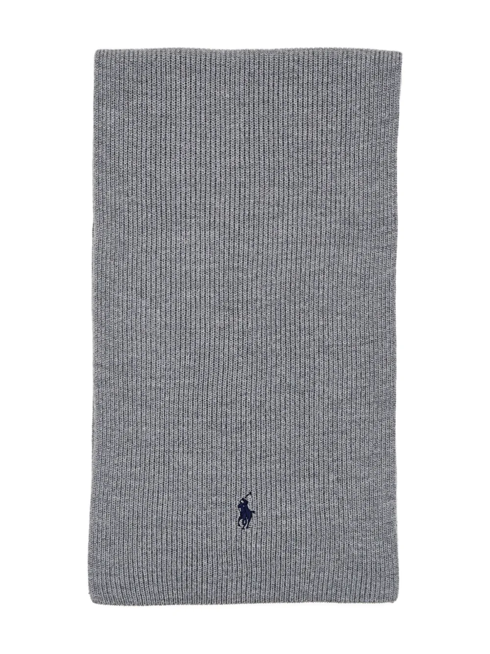 

Вязаный шерстяной шарф с вышитым логотипом POLO RALPH LAUREN, серый