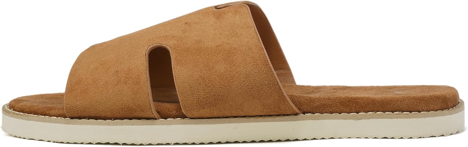 

Мужские летние сандалии SoleilSandal из замши, удобные шлепанцы с стелькой из памятью формы, подошва EVA, нескользящие повседневные модные 1H-Slides, Sienna