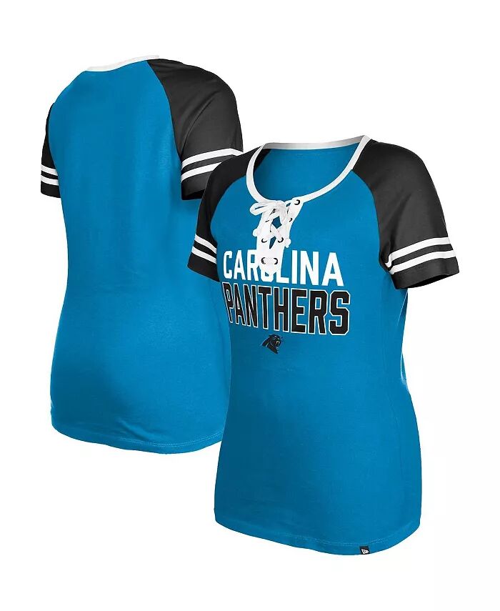

Женская синяя футболка Carolina Panthers Raglan Lace-Up New Era