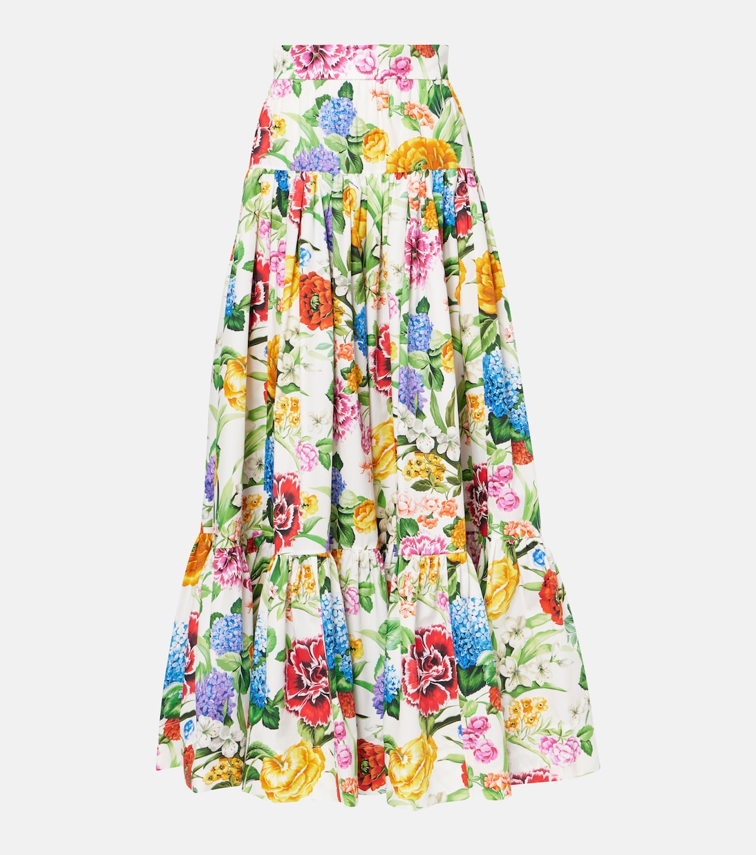 

Юбка макси из хлопкового поплина с цветочным принтом Dolce&Gabbana, Mix Fiori F.Bco