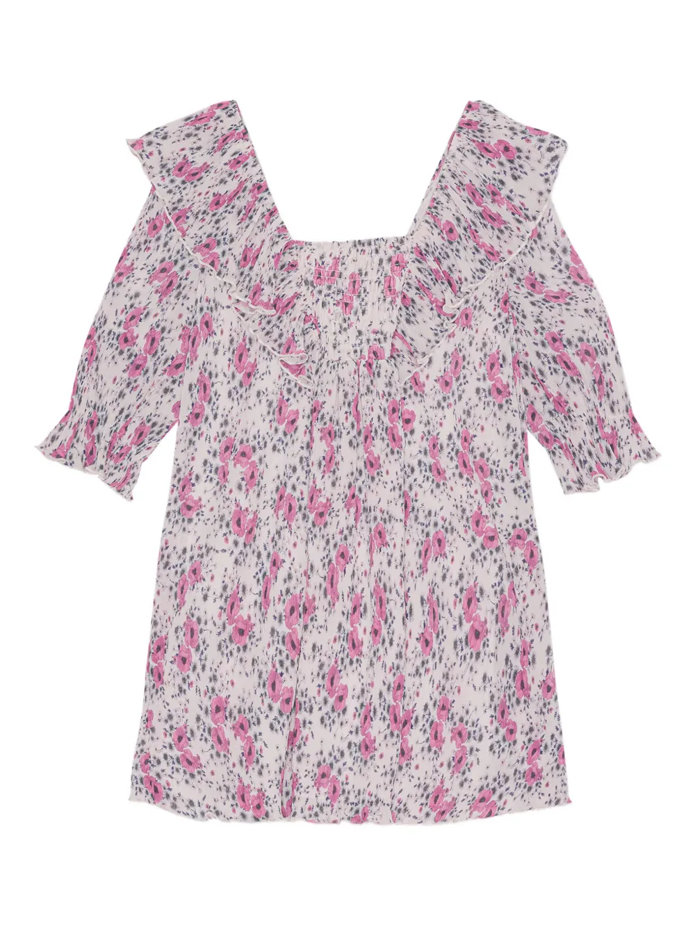 

Плиссированное платье с оборками Ganni, белый