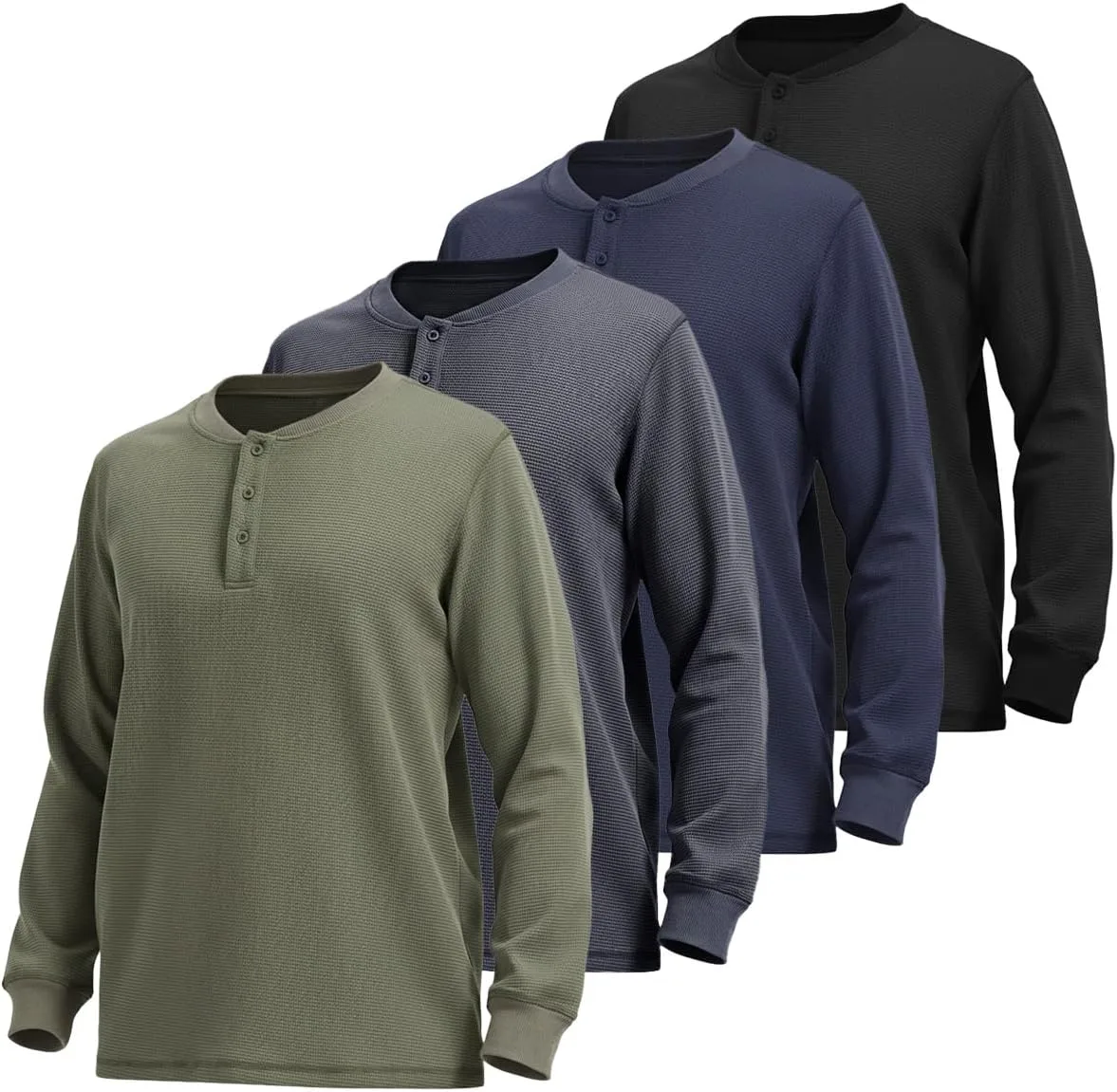 

Liloak 2/3/4 Pack мужские хенли с вафельной фактурой, длинный рукав, повседневный пуловер