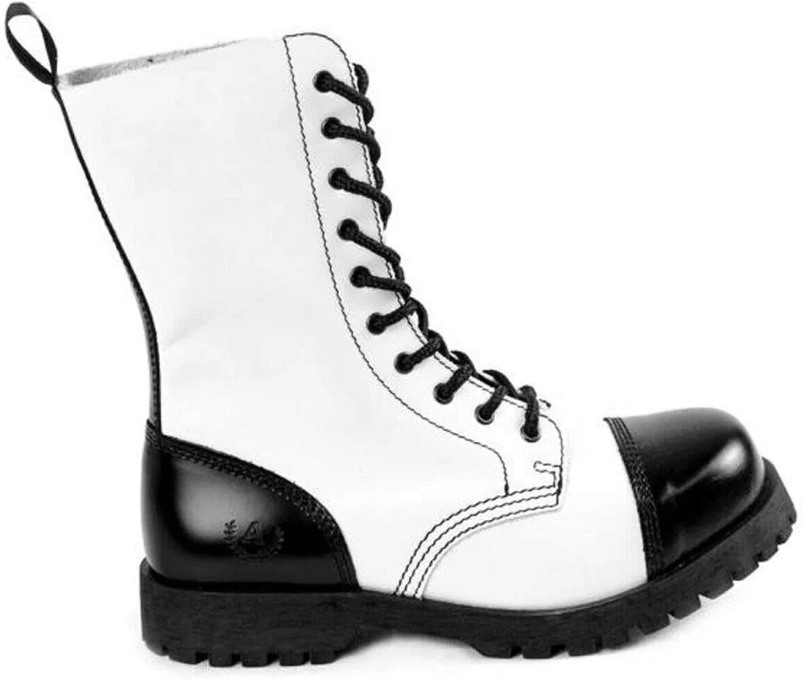 Ботинки Alpha Rangers 10-Hole Ranger Festival Army Gothic Leather Combat Boots Original Alpha Rangers, Black White 5013 — фото 4