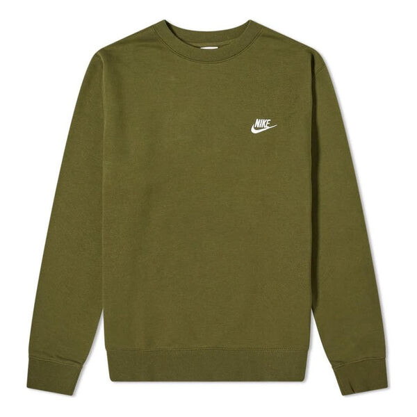 

Толстовка Nike Sportswear Club Solid Color Logo Embroidered Round Neck Long Sleeves Green, мультиколор