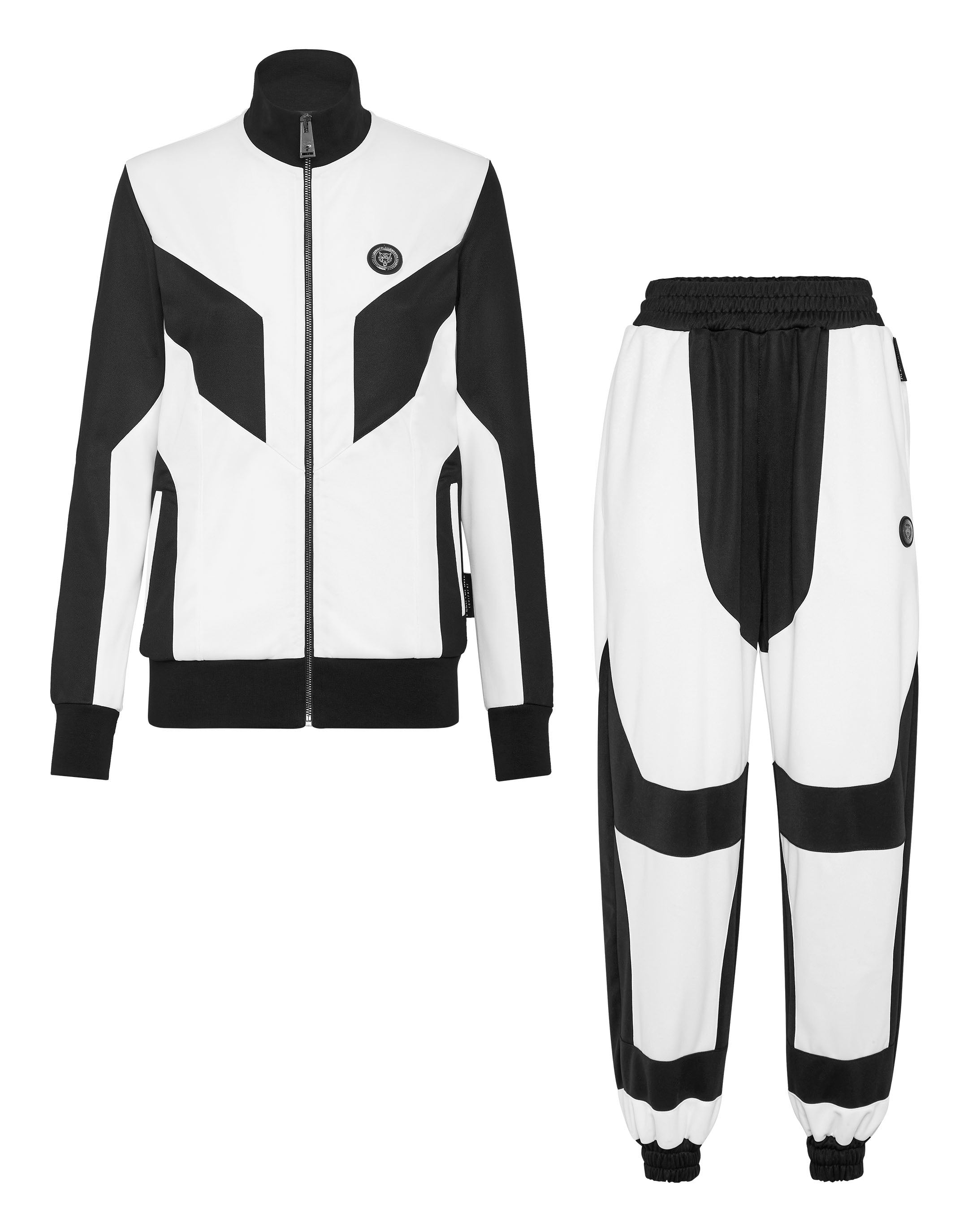 

Комплект для бега: куртка на молнии + брюки Statement PLEIN SPORT, белый/черный