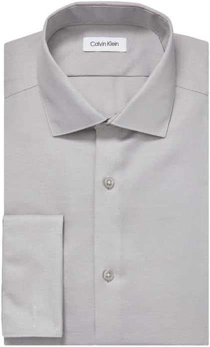 Мужская рубашка Calvin Klein Slim Fit Non Iron Solid French Cuff с манжетами - эксклюзивно на Amazon, Smoke — фото 3
