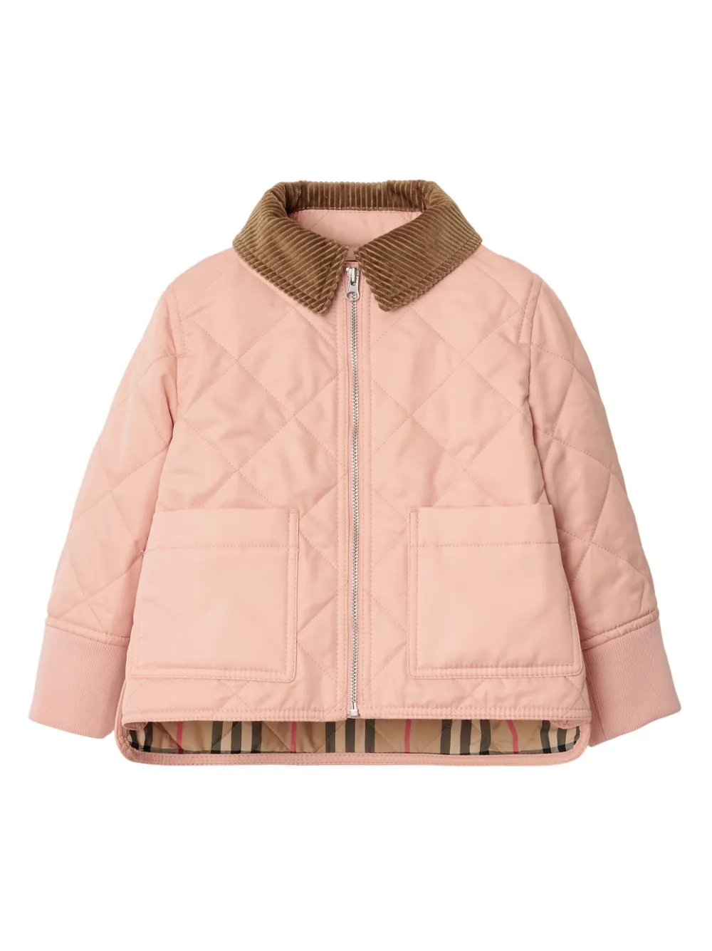 

Стеганая куртка с вельветовым воротником BURBERRY KIDS, розовый