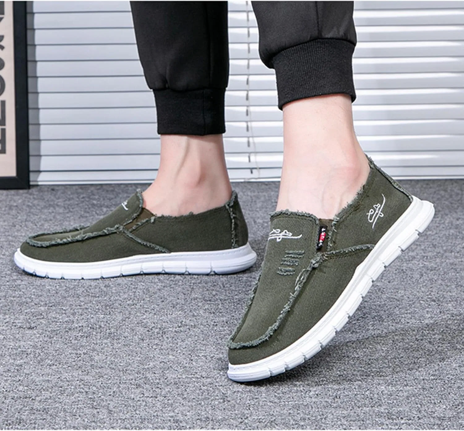 Мужские повседневные лоферы, широкие, на подошве без шнурков, Dark Green SywzX&xfybz — фото 2