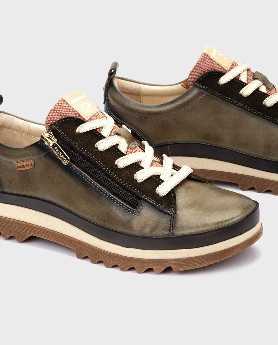 Женские замшевые кроссовки коричневого цвета Pikolinos, зеленый — фото 4